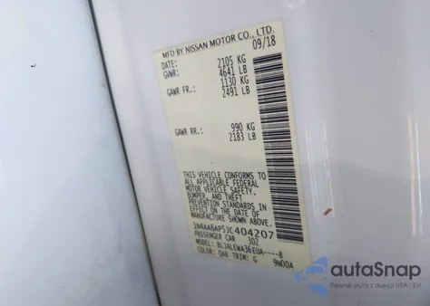 2018 Nissan Maxima 3.5 Sl from USA, damaged, VIN 1N4AA6AP5JC404207